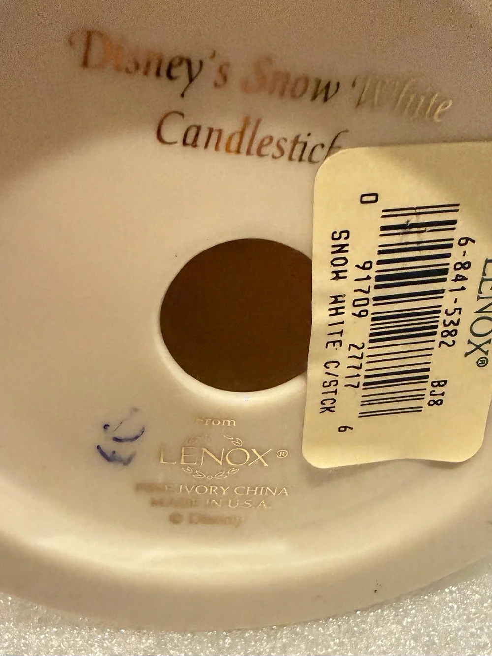 Lenox Disney Snow WhiteIvory and Gold Candle Holders - Pair set of 2 NWOT